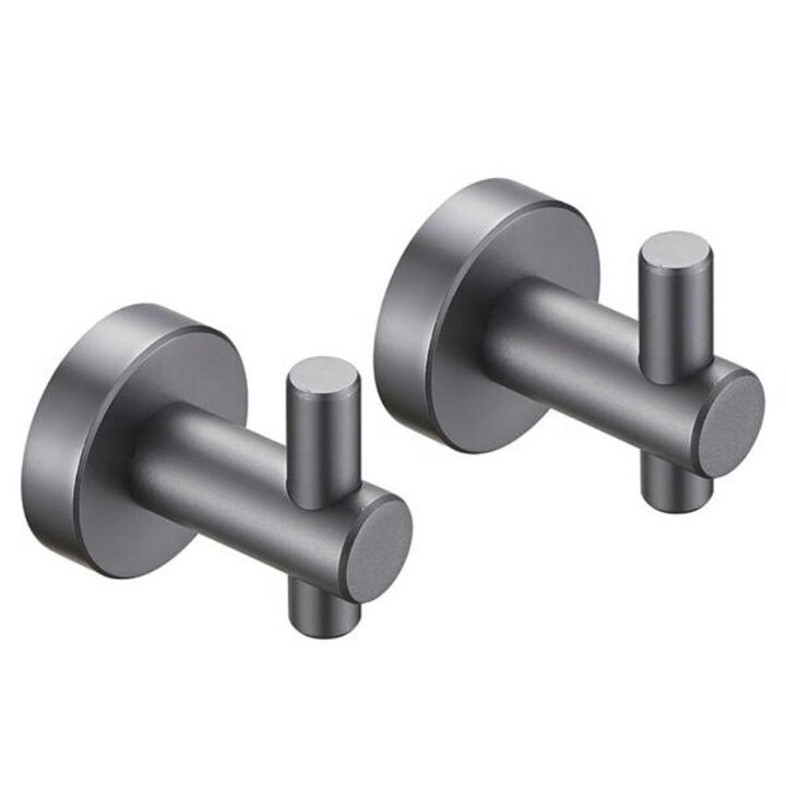 Round Base Wall-Mounted Hook with Screws Brushed Finish Metal Hanger for Coats & Towels