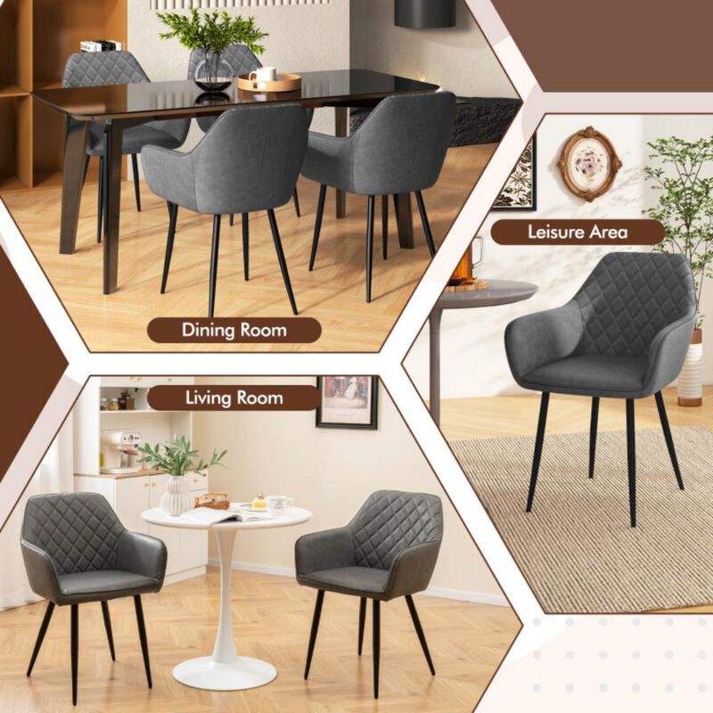 Hivvago Leisure Dining Chair Set of 2 with Curved Backrest and Wide Seat