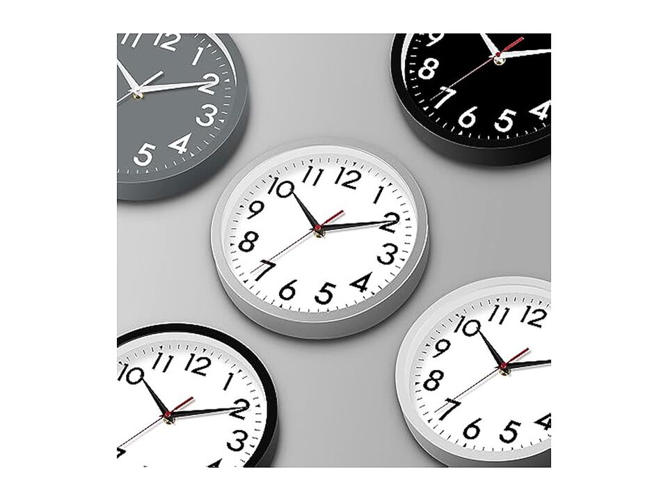 Black Wall Clock 12 Inch Silent Non Ticking Outdoor Battery Operated