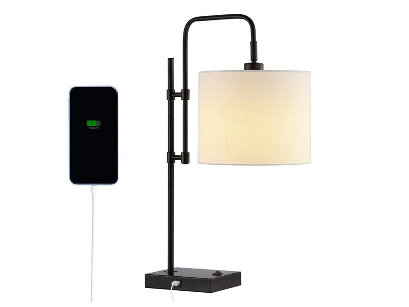 Edris Industrial Designer Metal LED Task Lamp with USB Charging Port