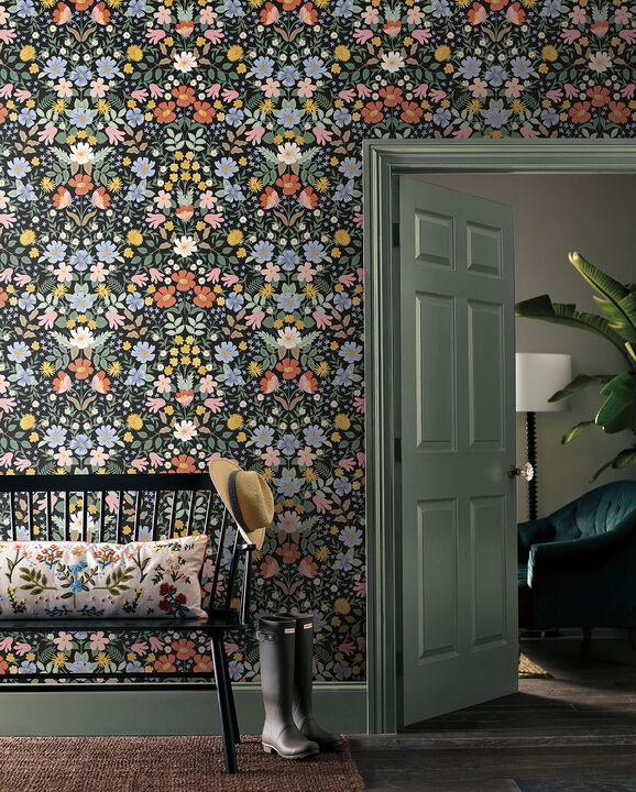 Bramble Garden Black Peel & Stick Wallpaper