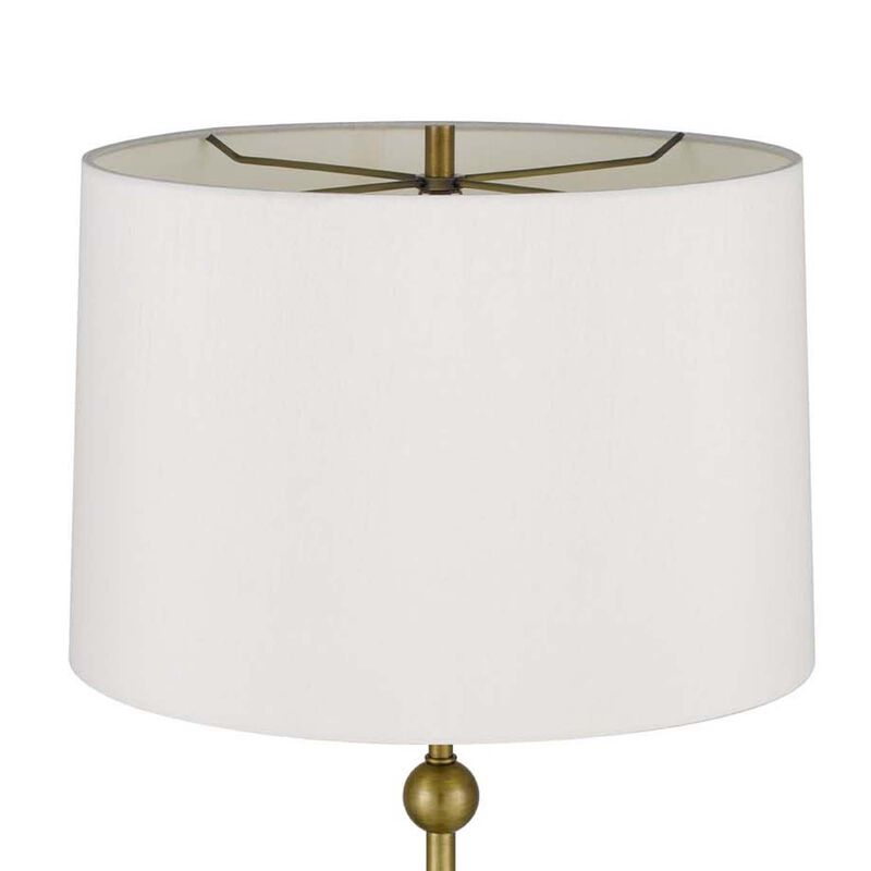 Table Lamp, White Drum Shade, Slim Brass Neck, Swirled Black Marble 29 Inch image number 5
