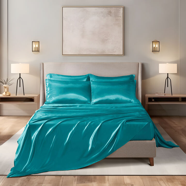 Gracie Mills Coralie 6-Piece Wrinkle-free Satin Sheet Set