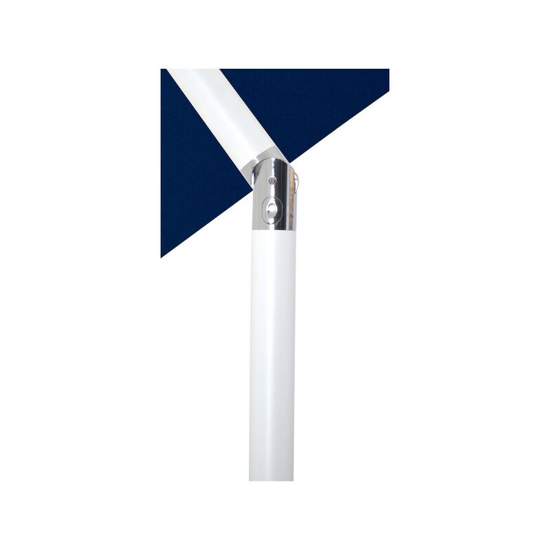 Meridian Furniture Amalfi Navy With Cream Piping / Teak Metal Patio Umbrella with Base Sets