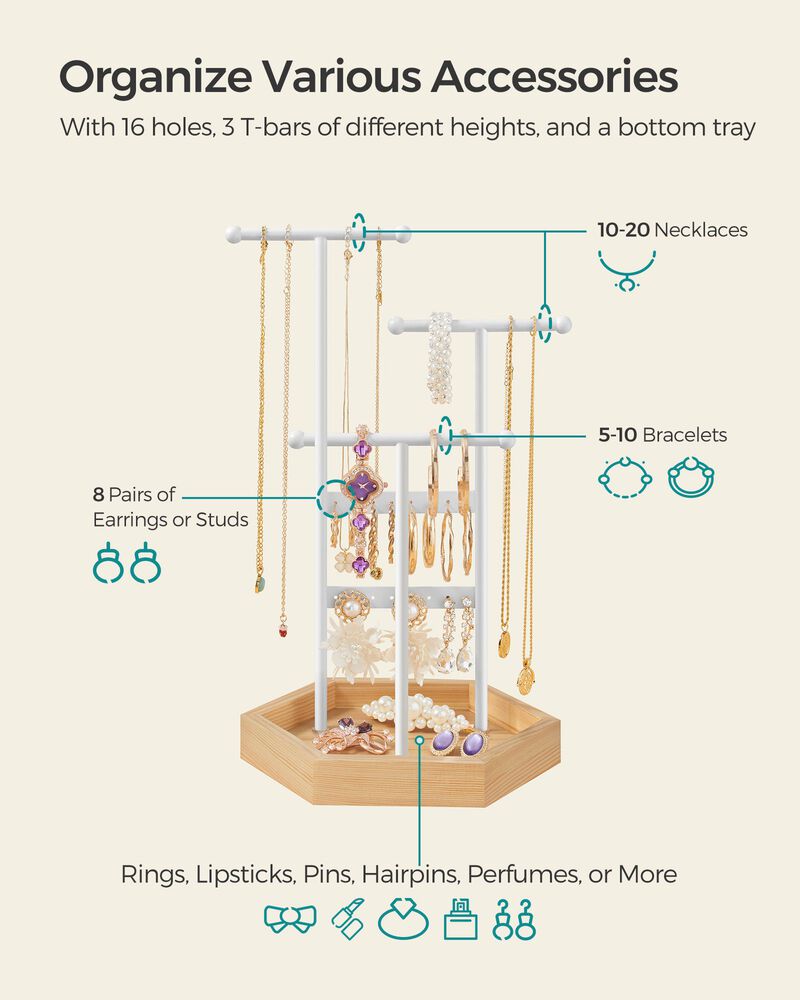 Jewelry Holder Display Stand &ndash; Rotating or Tiered Organizer for Accessories, Rings & Bracelets