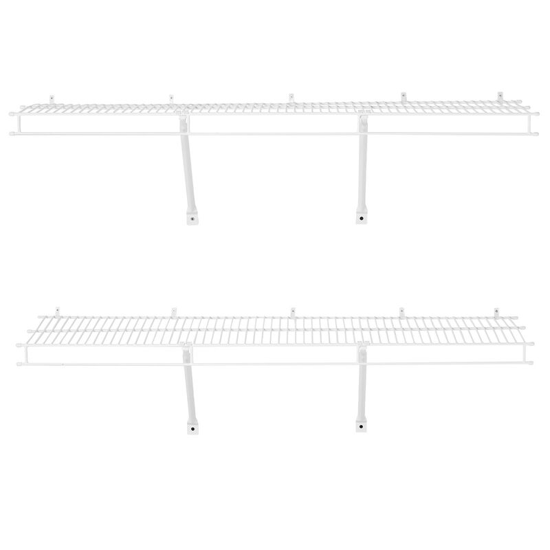 Set of 2 Wall Mounted Wire Shelves, Heavy Duty Carbon Steel Storage Rack image number 0