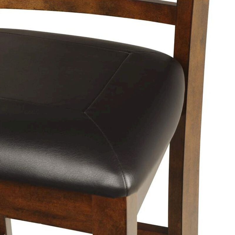 Brown Wood Counter Height Dining Chair Set of 4, PU Seat, Solid Construction image number 7