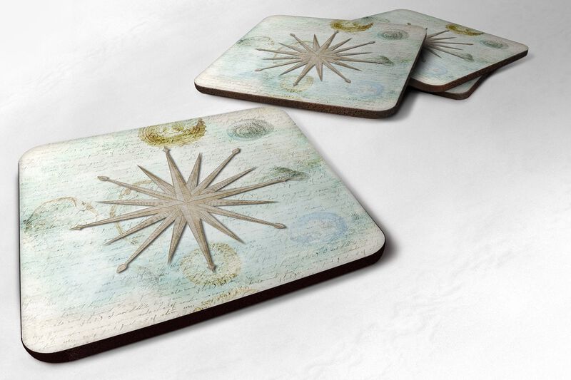 Caroline's Treasures SB3024FC Shells Navagation Star Foam Coasters (Set of 4), 3.5 H x 3.5 W, Multicolor image number 0