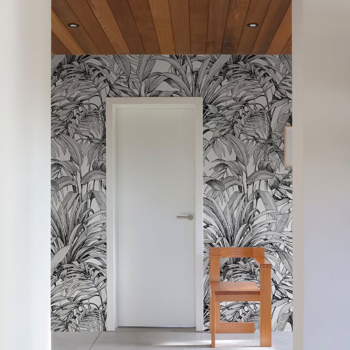 Orom II Branched Leaves All-over Black Mural A58301