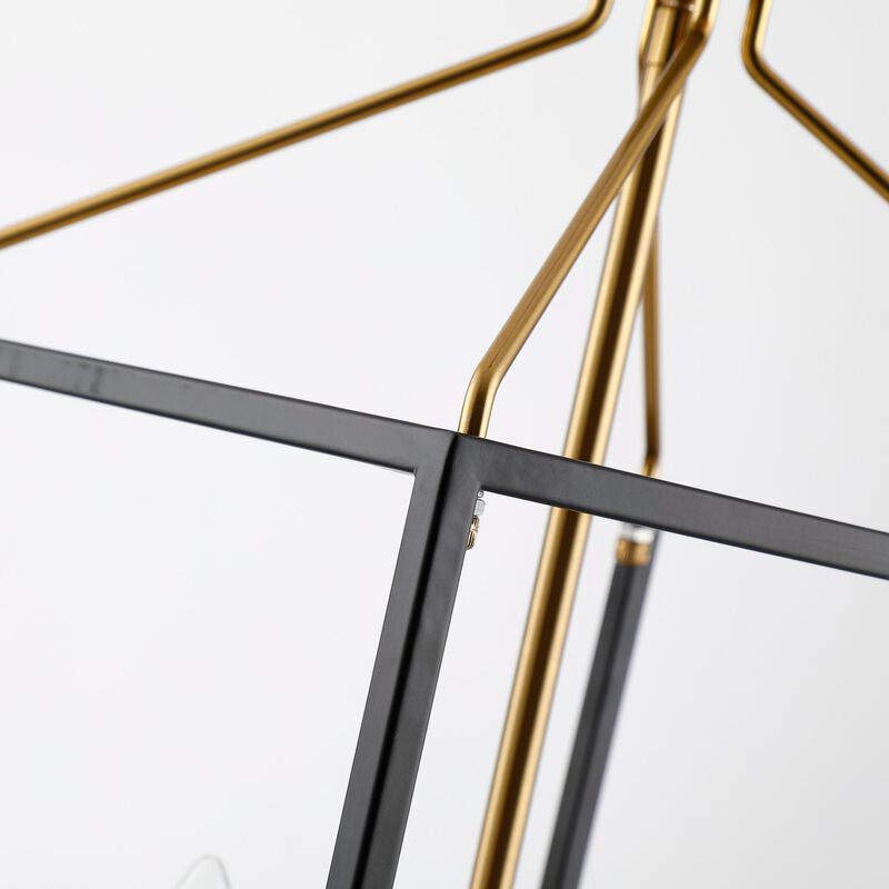 4-Light Matt Black Modern Lantern Geometric Chandelier