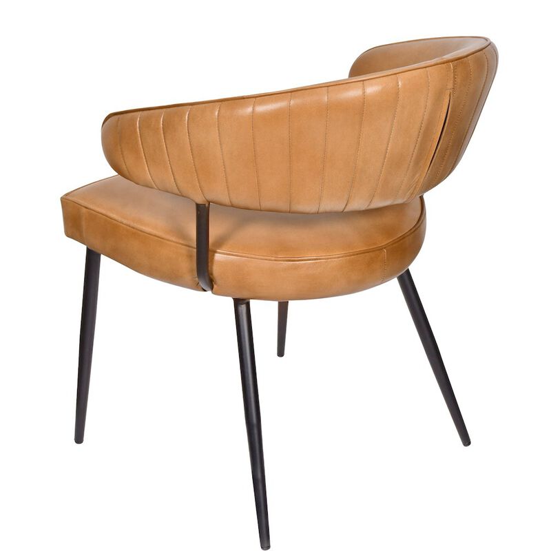 Barrett Genuine Leather Side Chair in Caramel 2-Piece Set