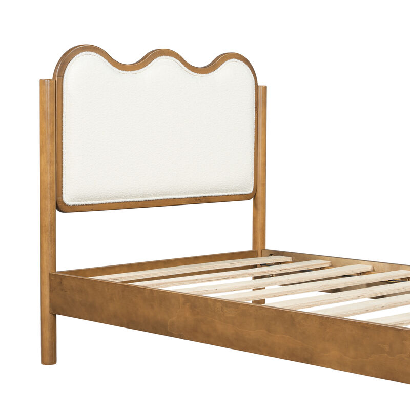 Christopher Knight Home Priscilla Modern Bed Frame with Boucle Upholstered  Wavy Headboard image number 6