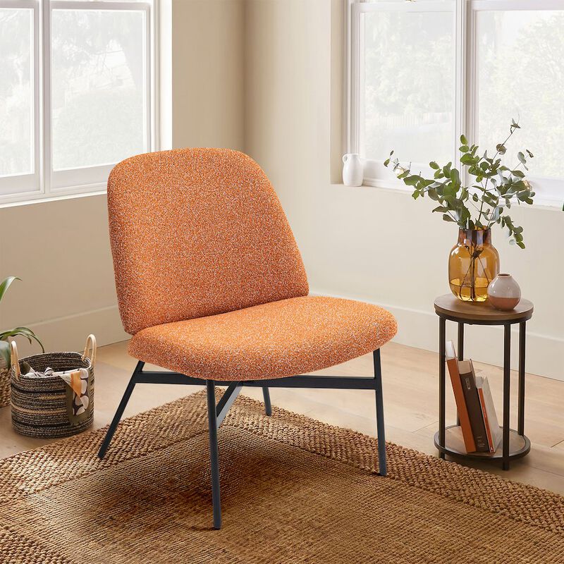 Glamour Home Belhonor Orange Fabric Accent Chair with Black Metal Legs