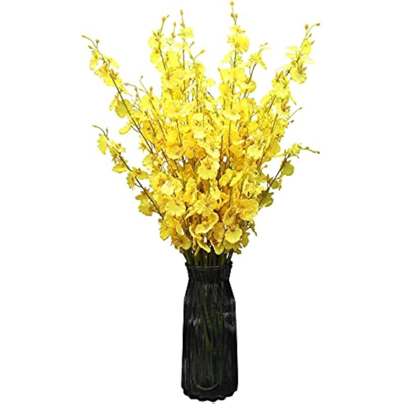 12 Piece Yellow Artificial Flowers Vase Filler Orchids Silk image number 3