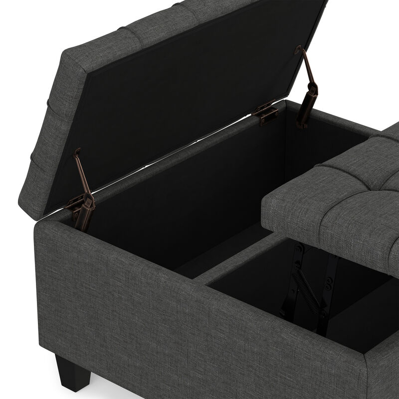 Harrison 30 inch Wide Transitional Square Small Coffee Table Storage Ottoman in Slate Grey , Assembled image number 5