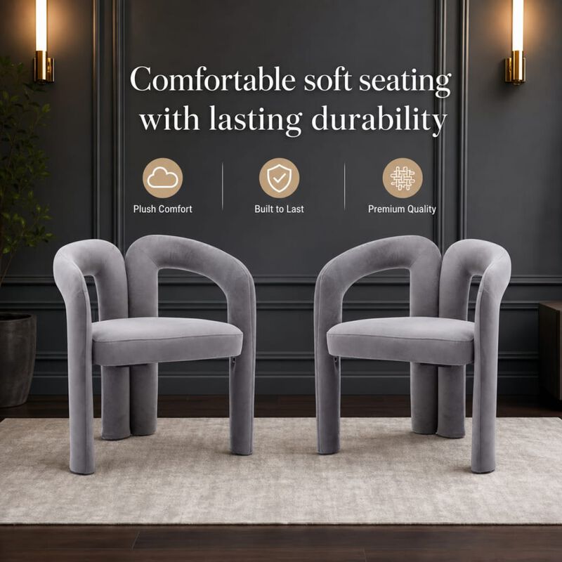 GOODSILO Contemporary Upholstered Barrel Accent Dining Armchairs, Seating for Living Room, Kitchen, Dining Spaces, Set of 2 image number 4
