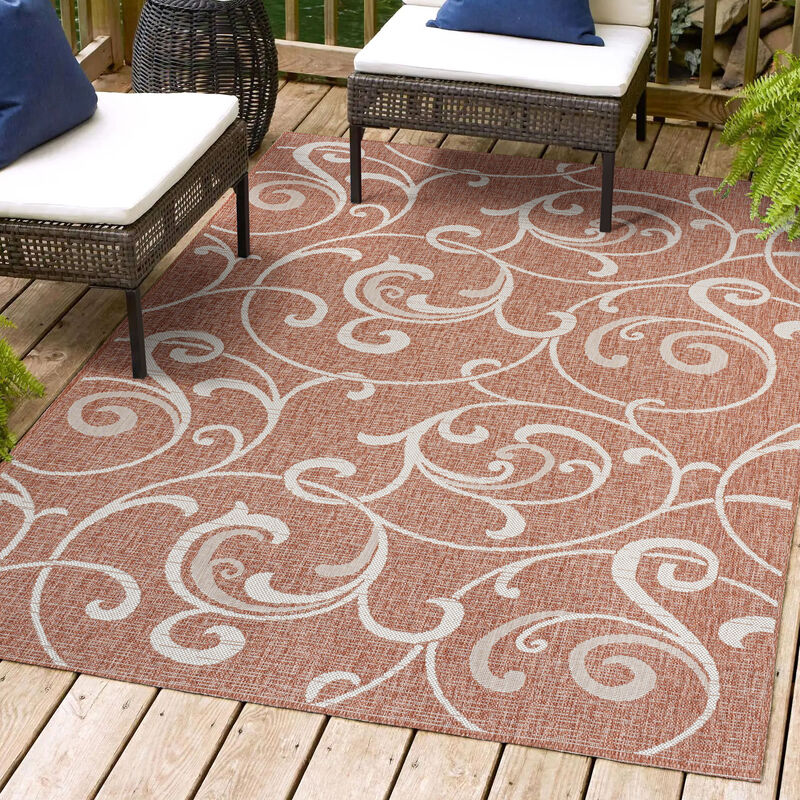 Maribel Traditional Classic All-Over Scroll Indoor/Outdoor Area Rug