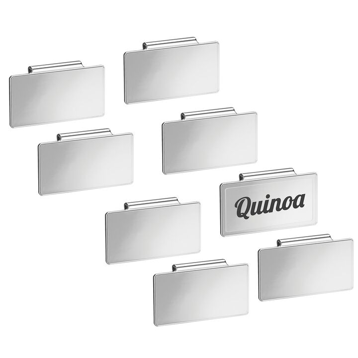mDesign Steel Basket and Bin Kitchen Storage Tags + Adhesive Labels - Chrome