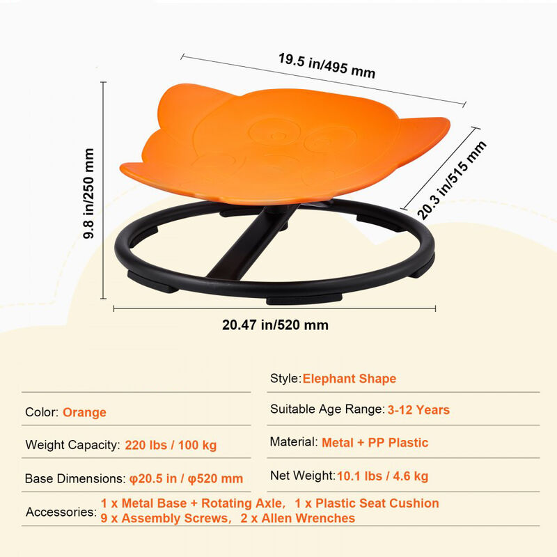 360&deg; Rotating Kids Chair Elephant Design Sensory Seat for Toddlers image number 2