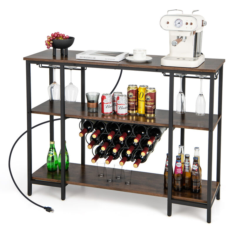 Industrial Wine Rack Wine Bar Cabinet with Storage Shelves