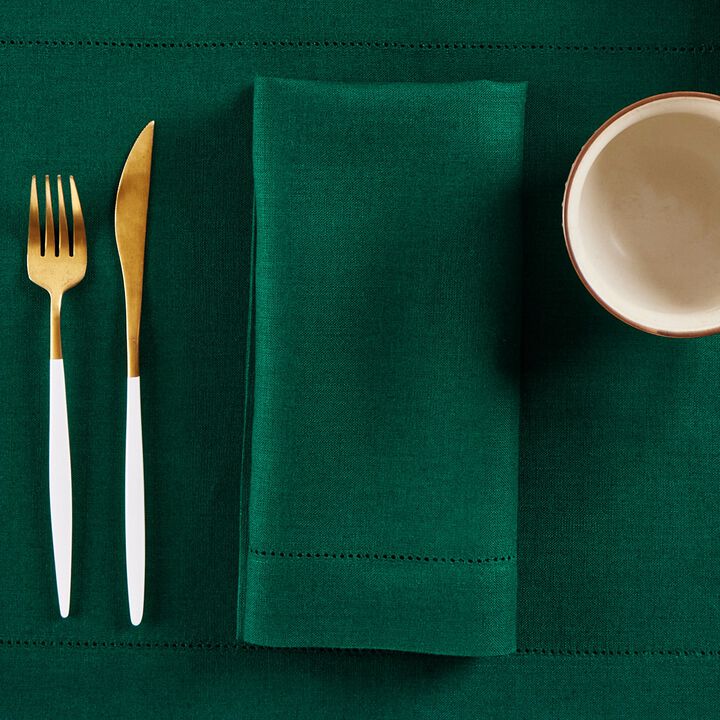 Solino Home 100% Pure Linen Dinner Napkins Set of 4 - Medium Weight Hemstitch