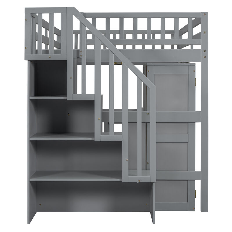 Merax Loft Bed with Desk and Wardrobe