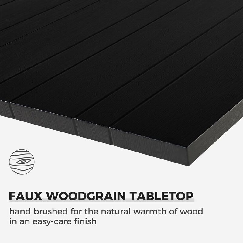 Mondawe 3-Section Iron Dining Table,Multi Functional Design,With Fixed Sunshade Umbrella Hole