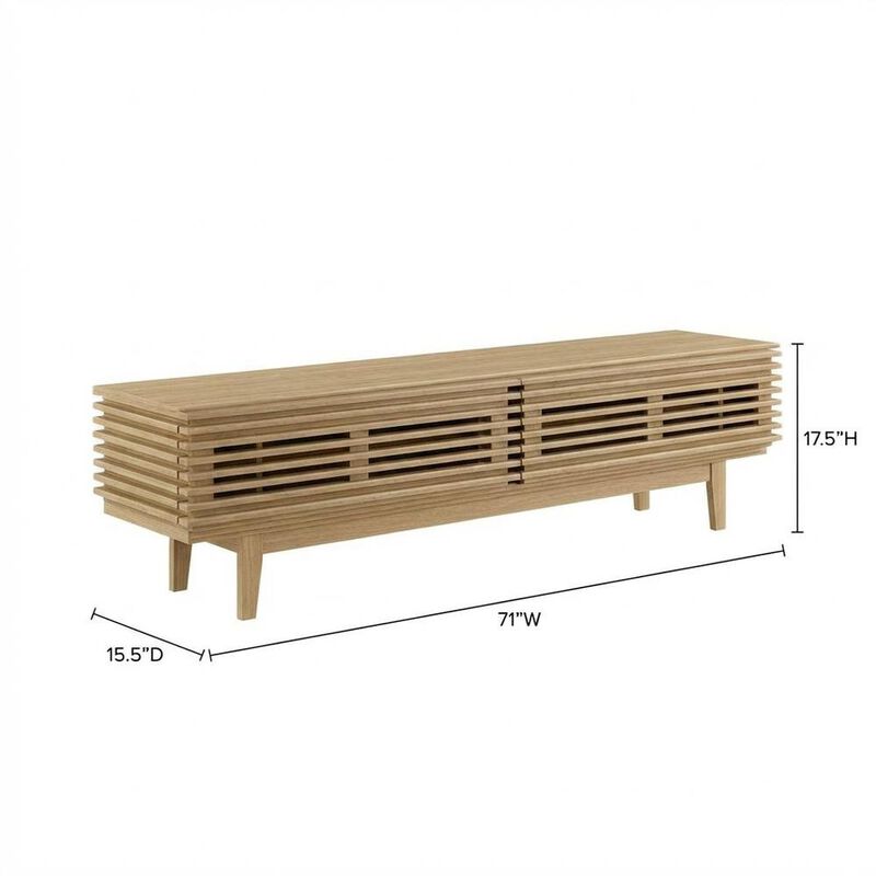Brown wood TV stand with sleek design and sturdy construction image number 2
