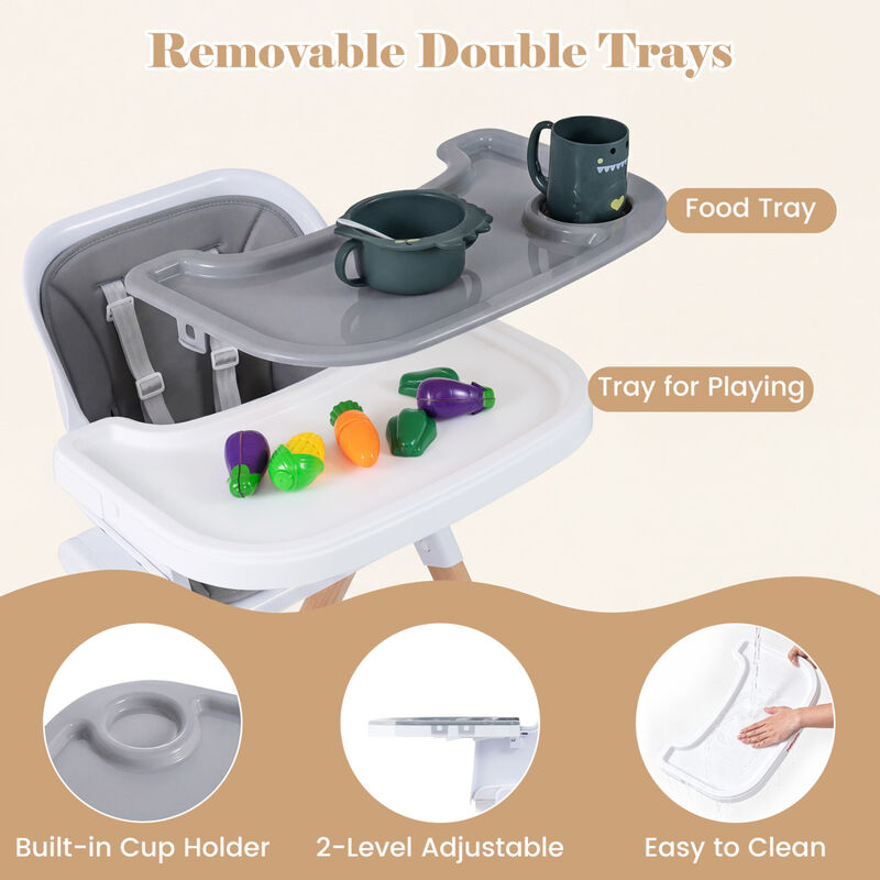 4-in-1 Baby High Chair with Removable Adjustable Feeding Tray image number 5