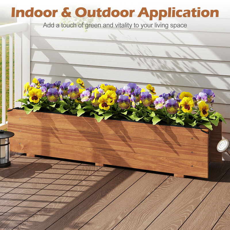 Rectangular Raised Garden Bed with Liner and Drainage Holes, Elevated Design-Orange image number 5