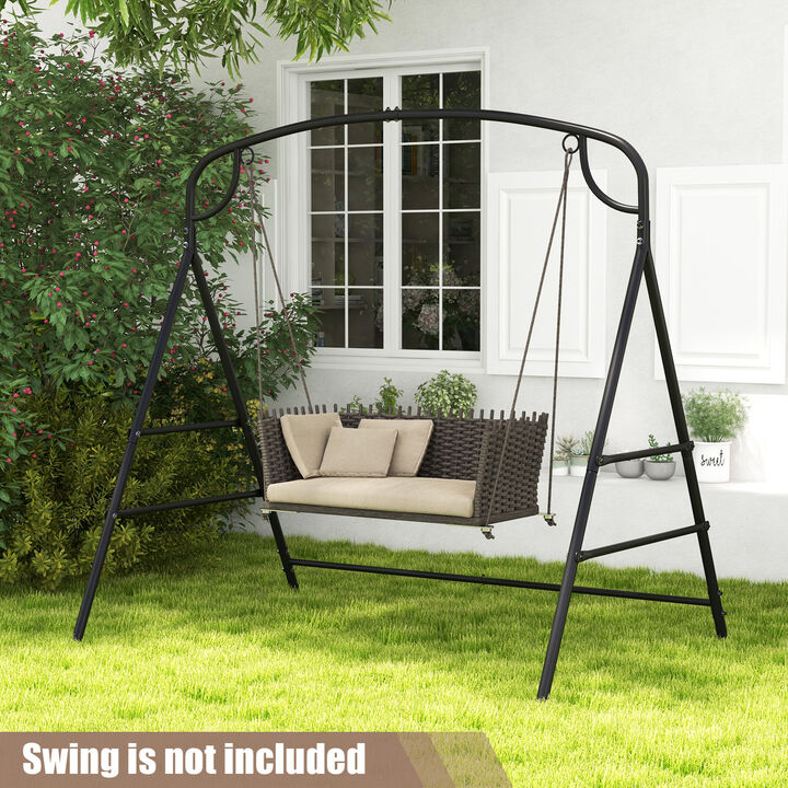 Outdoor Black Metal Swing Stand with 2-Ring Design and Side Bars