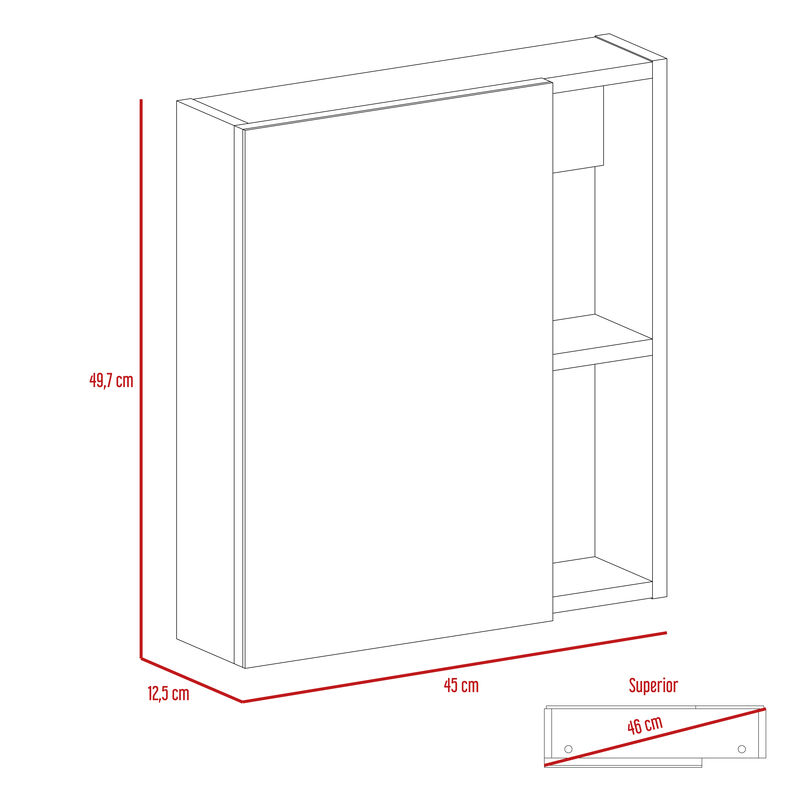 DEPOT E-SHOP Andes Medicine Single Door Cabinet With Mirror, Five Interior Shelves, White