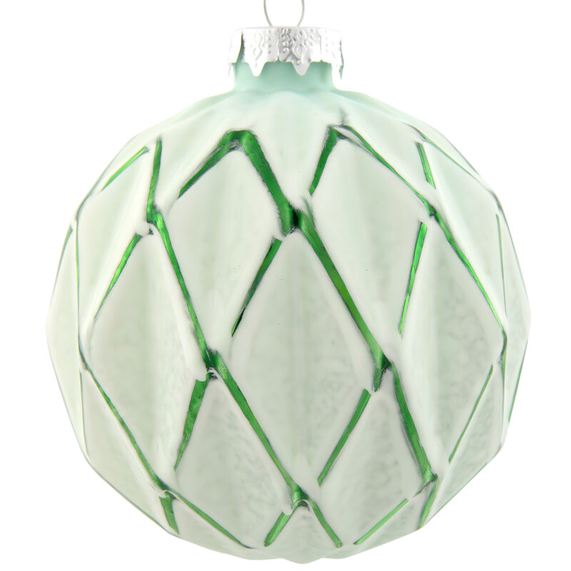 4ct Emerald Green and White Matte Christmas Ball Ornaments 4" (100mm) image number 7
