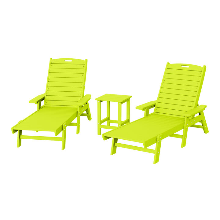 WestinTrends Poly Reclining Chaise Lounge Set With Table