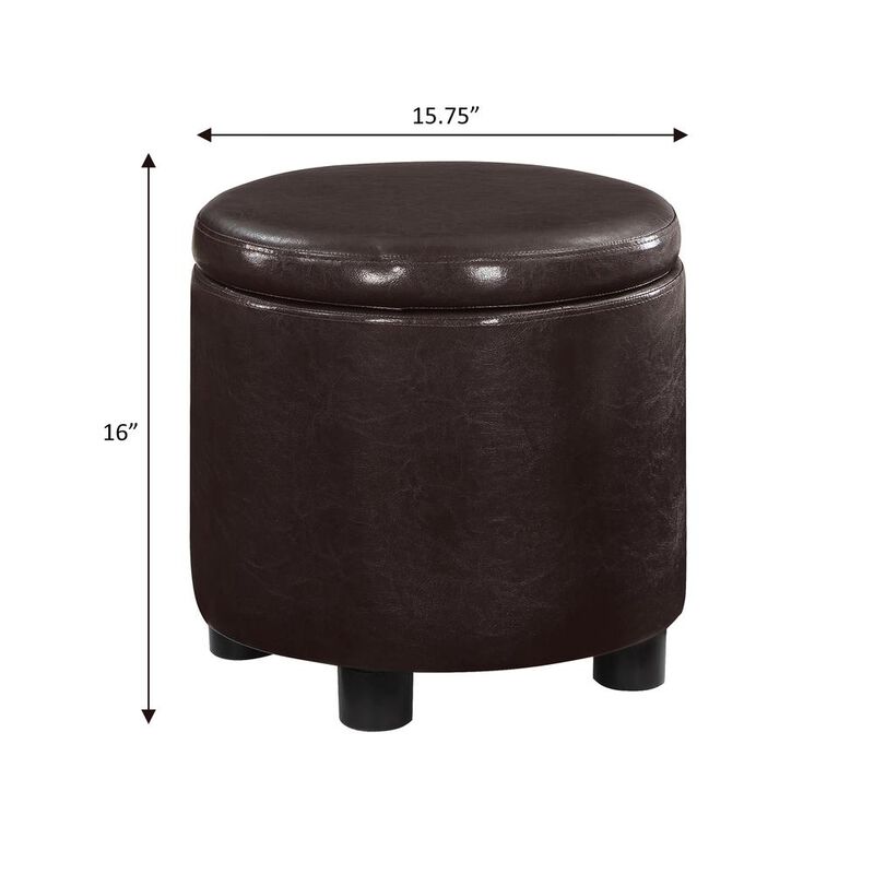 Convience Concept, Inc. Designs 4 Comfort Round Accent Storage Ottoman with Reversible Tray Lid