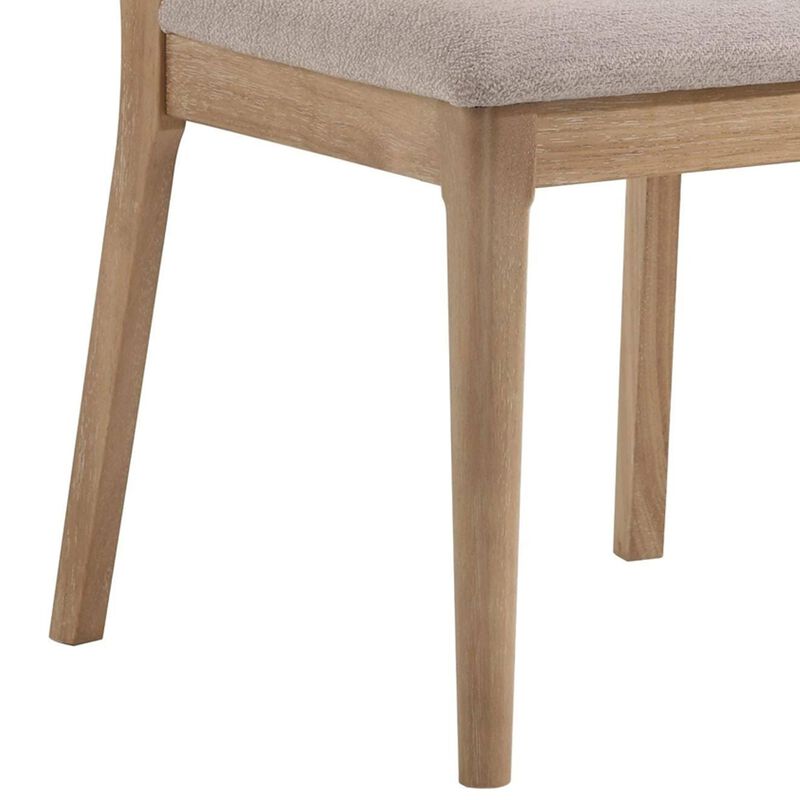 Aruk Dining Chair Set of 2, Khaki Padded Fabric Seat, Brown Wood Legs image number 3