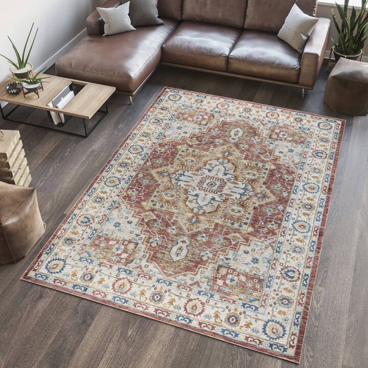 Pasargad Home Turkish Heritage Design Rust Area Rug.