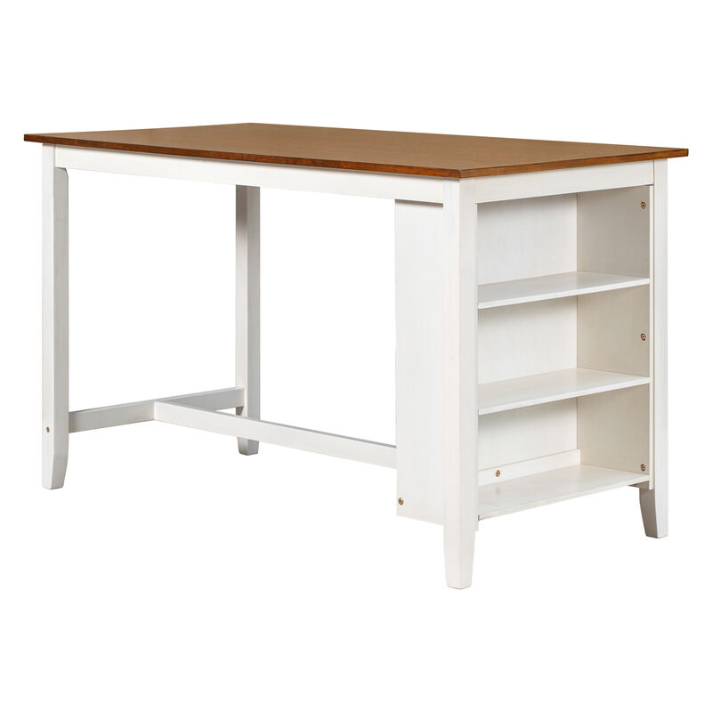 Whisen Farmhouse 5-Pieces Counter Height Dining Set with 4 Chairs - White