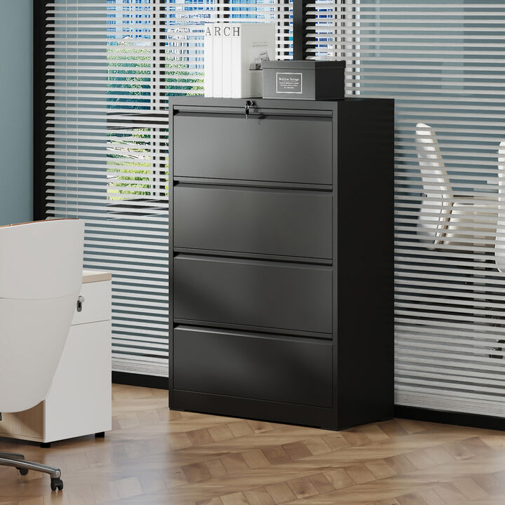 GOODSILO Stylish 4-Drawer Lateral File Cabinet for Modern Home Office Organization and Storage Solutions