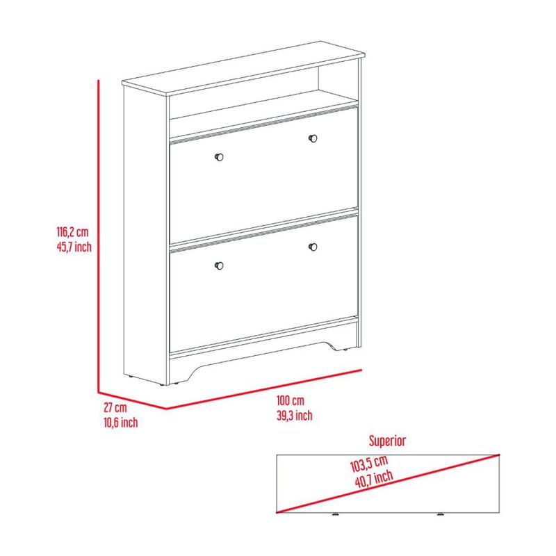 Streamdale Cranberry 2-Shelf Shoe Rack Light Oak And White image number 6