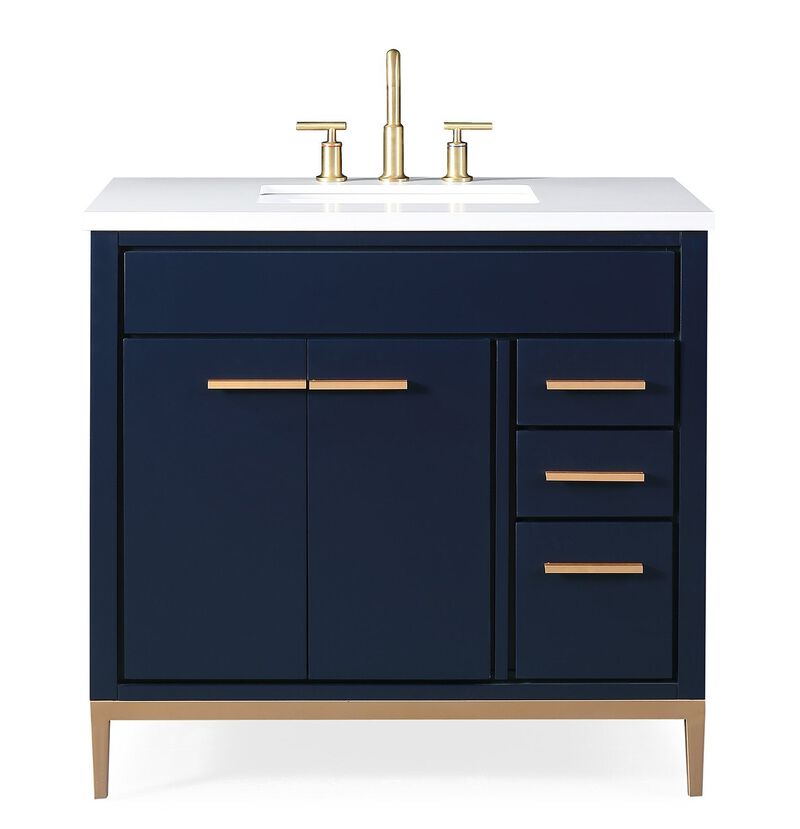 36 Inch Tennant Brand Beatrice Navy Blue Modern Bathroom Sink Vanity image number 0