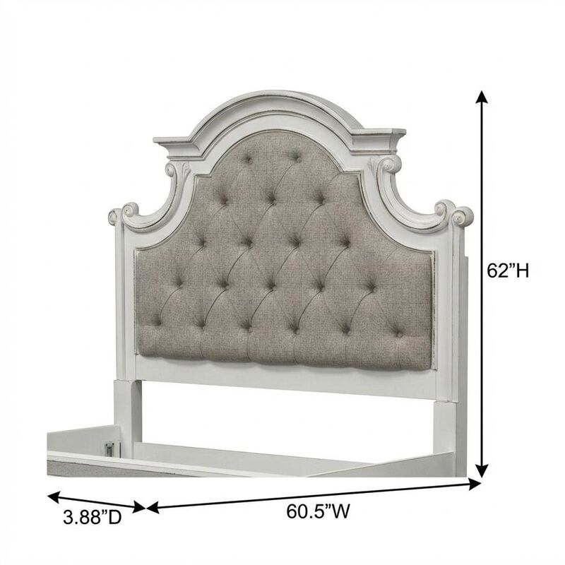 Liberty Furniture Antique White & Weathered Bark Upholstered Panel Headboard Solid Wood image number 6