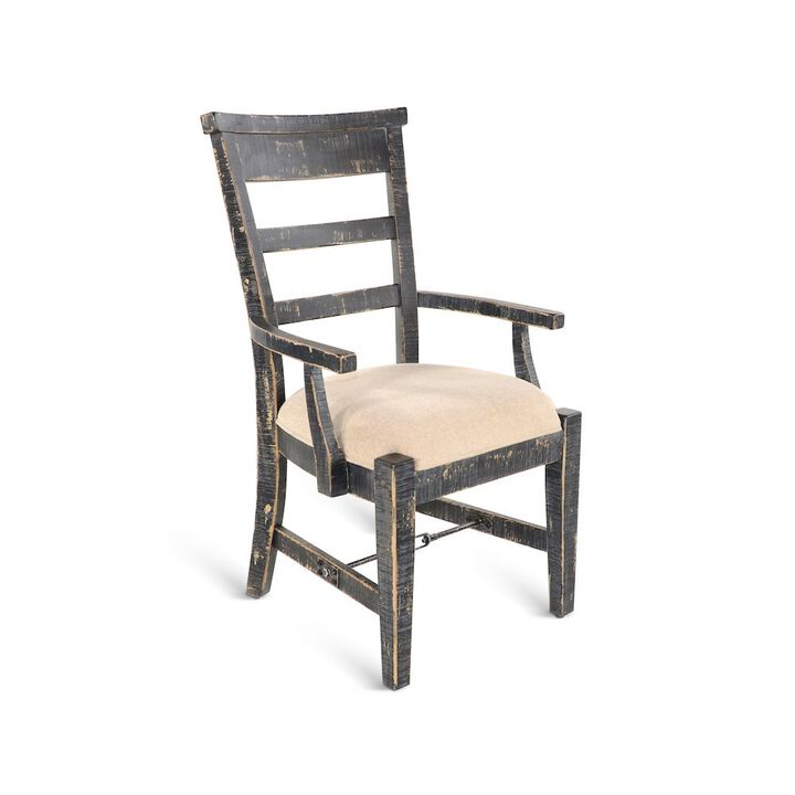 Starlight Canyon Home Black Solid Wood Dining Chair with Arms, Wooden Chair for Dining Room