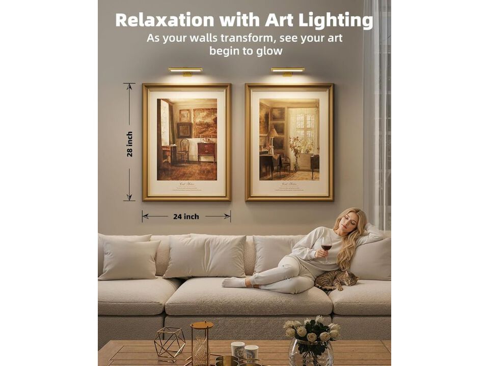 Picture Light for Wall Set of 3 Rechargeable LED Lamp for Bedroom Living Room