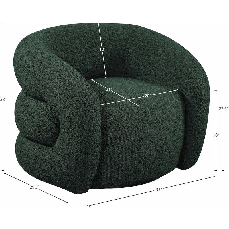 Meridian Furniture Roxbury Green Boucle Fabric Swivel Accent Chair