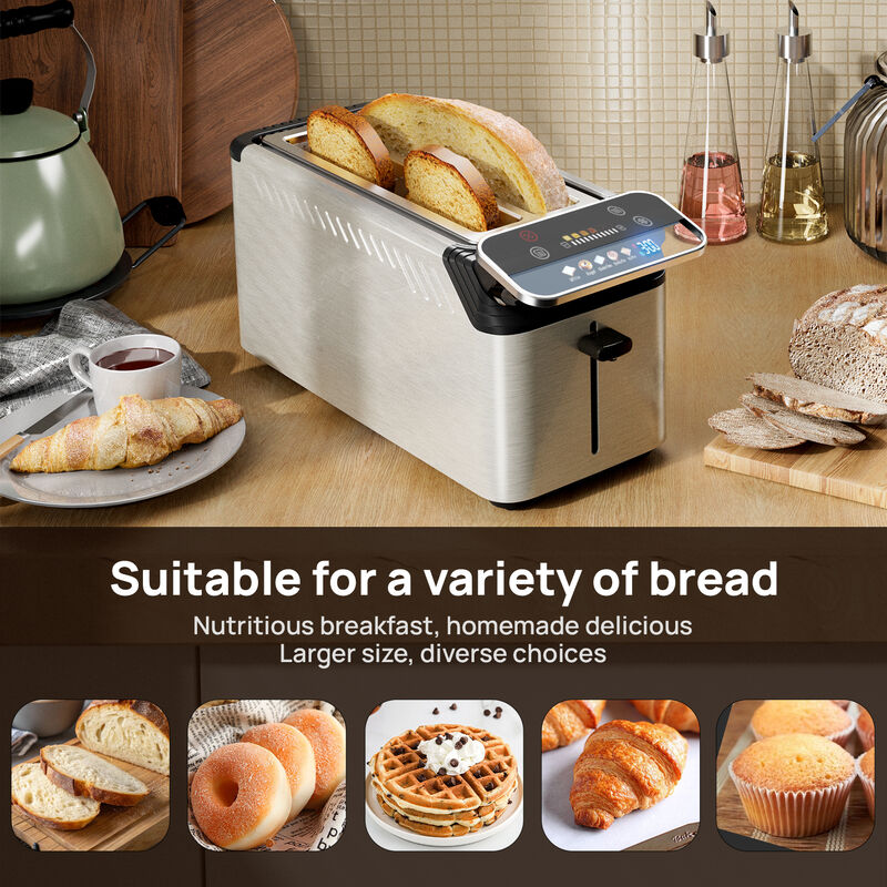 WHALLULTRA 4 Slice Long Slot Toaster, Touch Screen with Projection Display,1.5" Wide Slots, 5 Bread Types & 11 Shade Settings image number 3