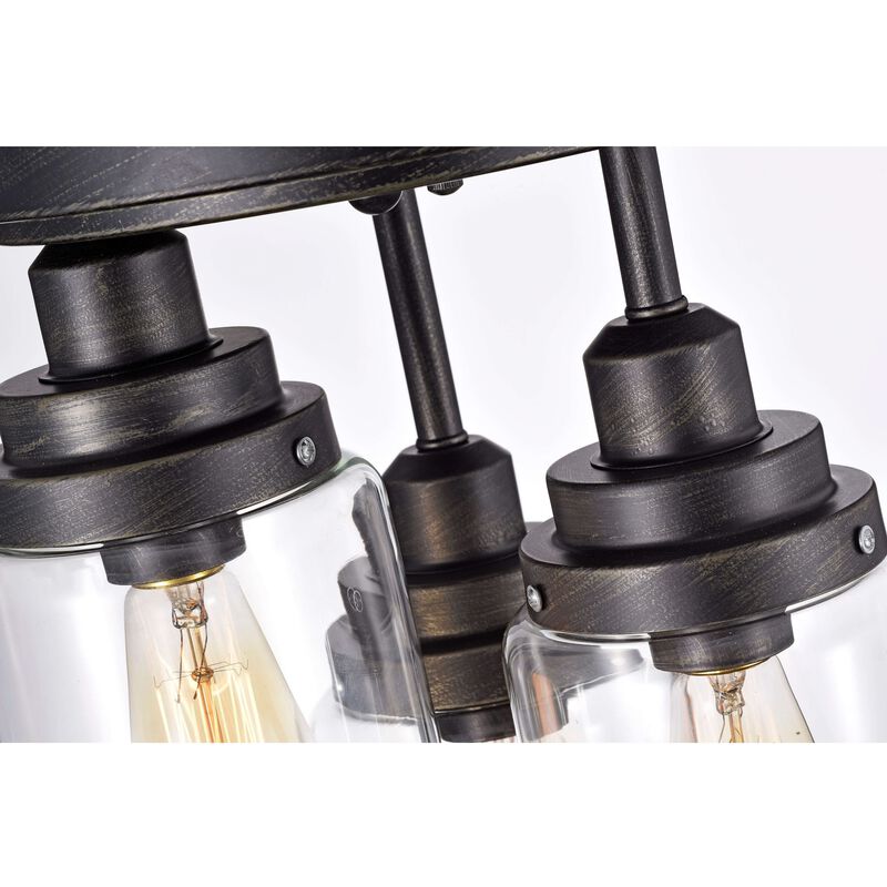 Blair Flush Mount in Antique Black Finish with Clear Glass Shades image number 4