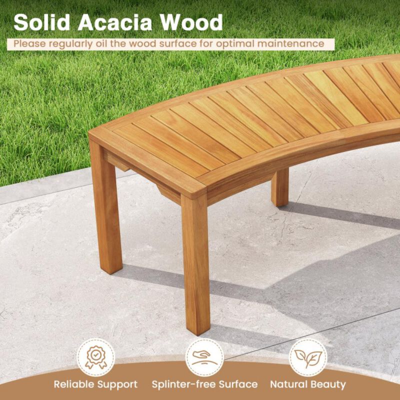 Hivvago Outdoor Bench Acacia Wood Curved Garden Bench 2-Person