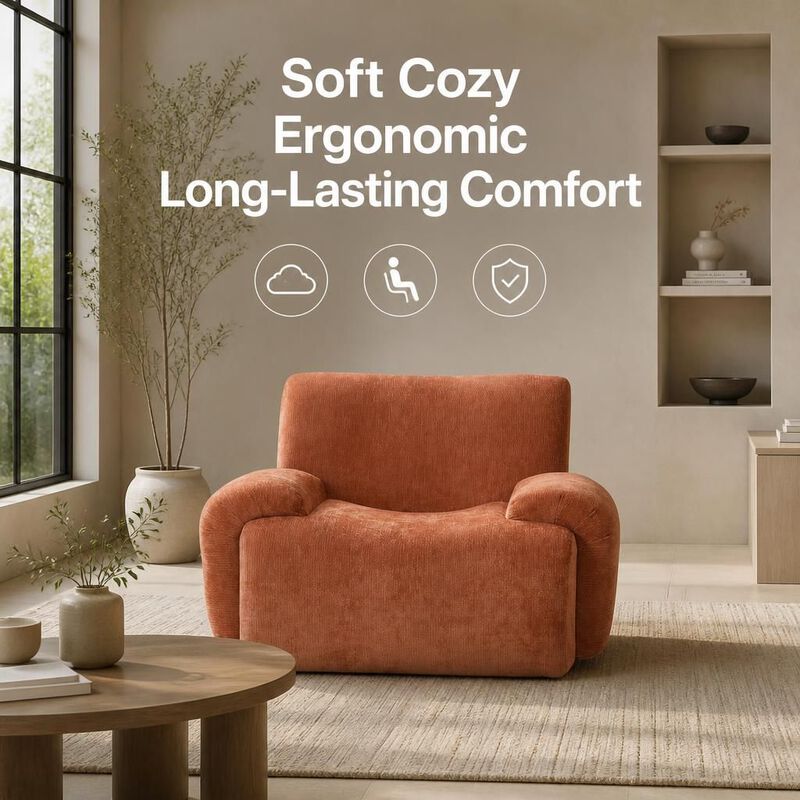 GOODSILO 42 Inch Wide Upholstered Comfy Deep Seat Accent Armchair, Modern Single Reading Lounge Chair for Living Room Bedroom Apartment Dorms image number 4
