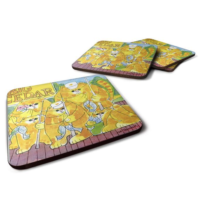 Caroline's Treasures 6106FC Orange Tabby Fishing Cats Foam Coasters (Set of 4), 3.5 H x 3.5 W, Multicolor